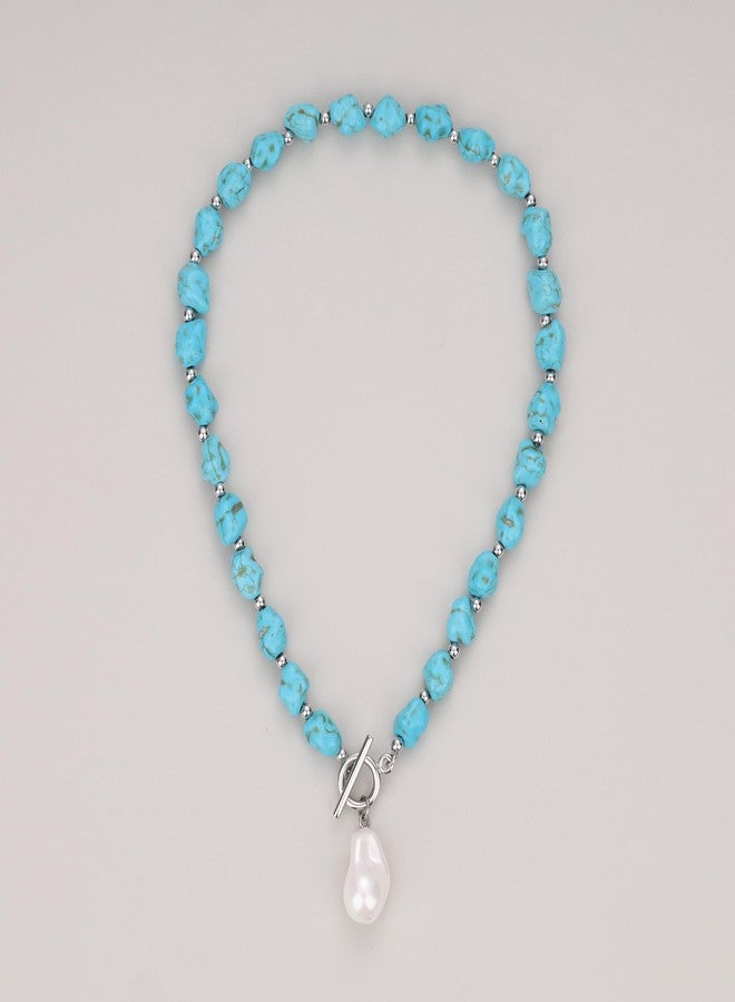 GAVU Women's Baroque Pearl Jewelry, Turquoise Necklace Crystal Chunky Necklace for Women - Image 4