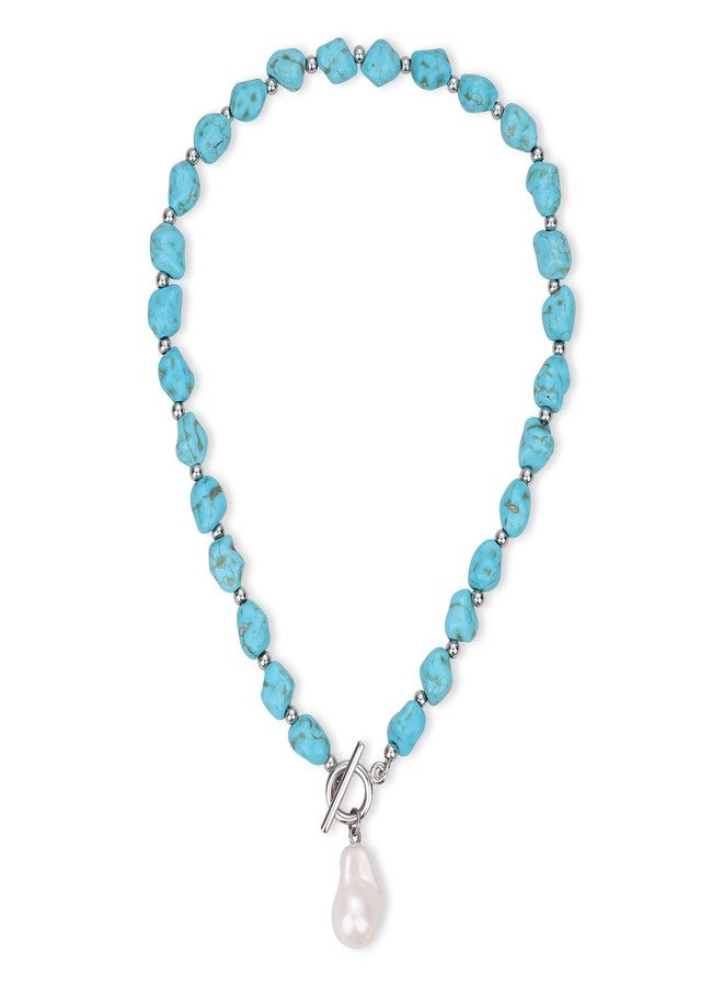 GAVU Women's Baroque Pearl Jewelry, Turquoise Necklace Crystal Chunky Necklace for Women - Image 1