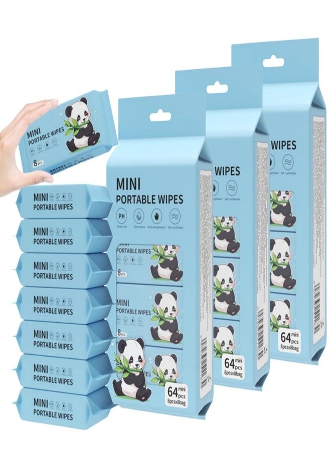 KINJORU Mini Baby Wipes Disposable Portable Pocket Water Wipes Baby Skin Care Wet Tissue Travel Children Baby Hand & Face Baby Sanitizing Cleansing/Moisturising Wipes For Fresh(64 Wipes X 1 Pack) - Image 1