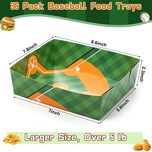 Teling 36 Pcs Baseball Theme Party Supplies Large 5 lb Baseball Plates Trays Food Boat Paper Softball Disposable Nacho Snack Serving Tray Dinner Plate for Softball Birthday Decorations Favor(White) - Image 3