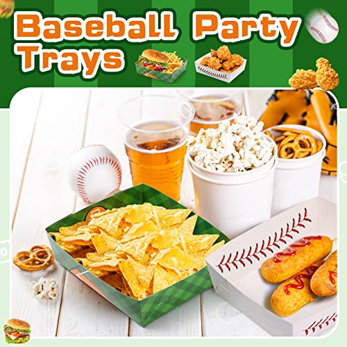 Teling 36 Pcs Baseball Theme Party Supplies Large 5 lb Baseball Plates Trays Food Boat Paper Softball Disposable Nacho Snack Serving Tray Dinner Plate for Softball Birthday Decorations Favor(White) - Image 5