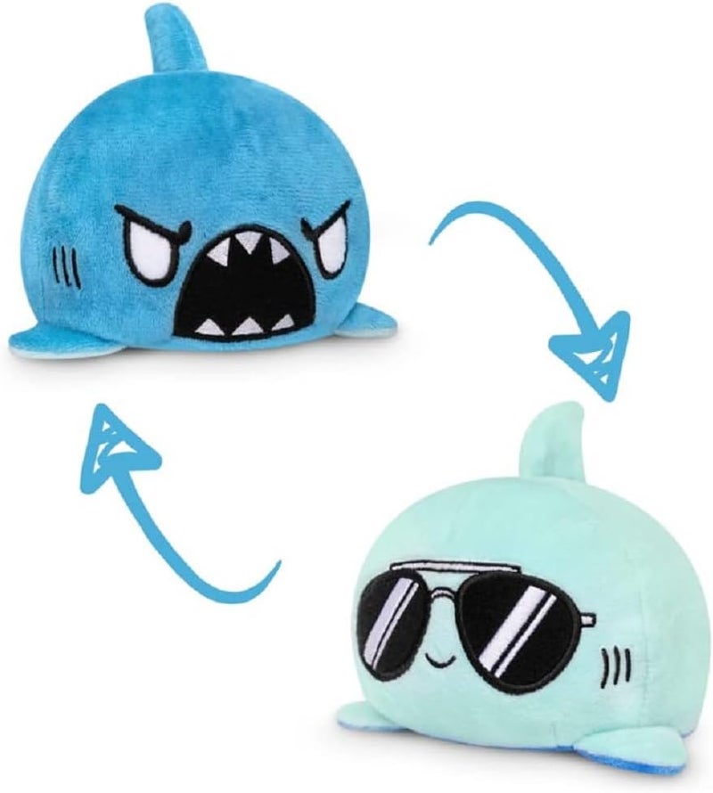 TeeTurtle - The Original Reversible Shark Plushie - Blue with Sunglasses - Cute Sensory Fidget Stuffed Animals That Show Your Mood - Image 1