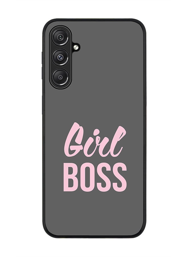 Stylizedd Rugged Black Edge case for Samsung Galaxy M34 5G, Custom Slim fit Flexible Anti Drop Thin Phone Case Cover - Girl Boss (Grey) - Image 1