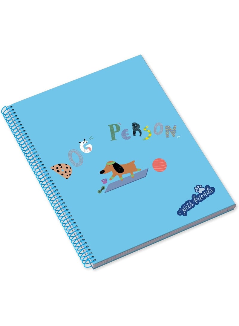 Ambar 1-Piece A4 Size Hard Cover Spiral Notebook Dog Person Design Assorted Colours - Image 1
