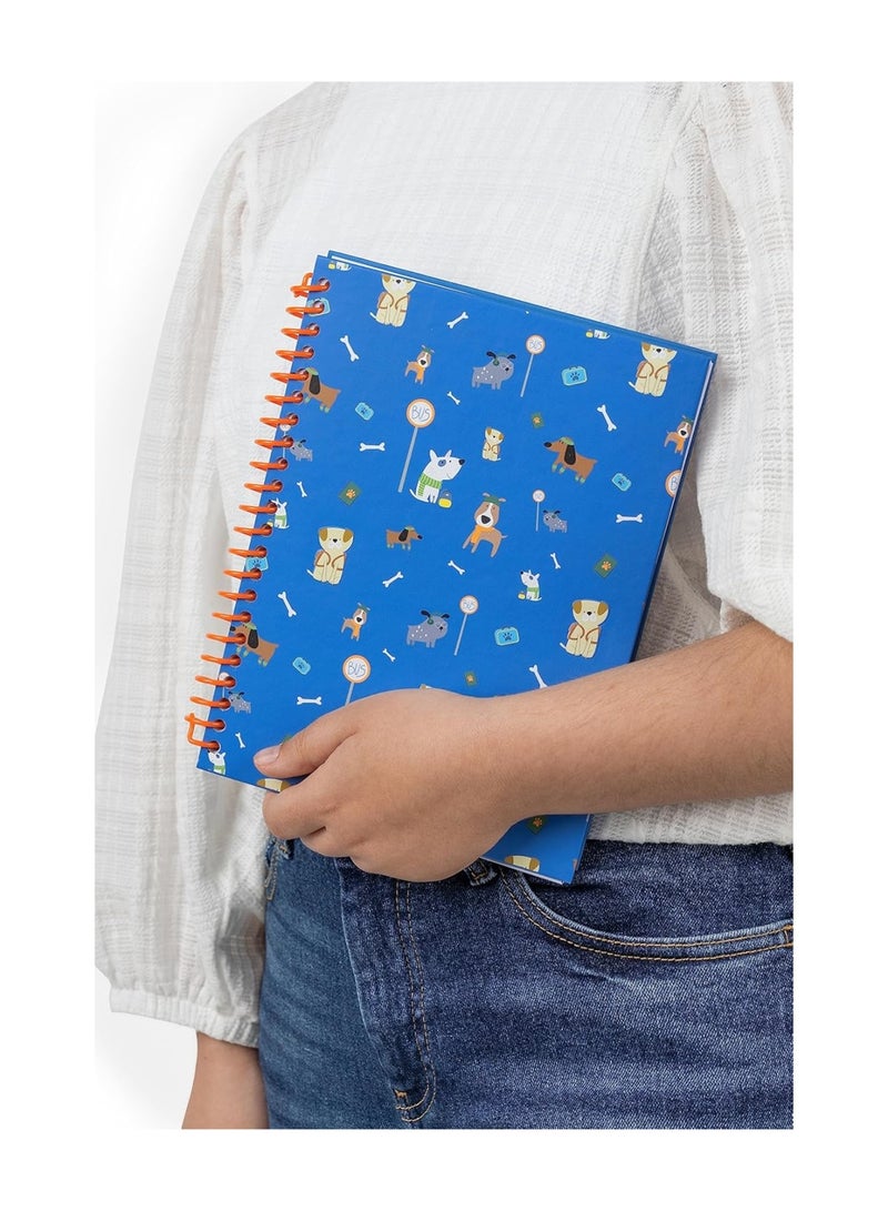 Ambar 1-Piece A4 Size Hard Cover Spiral Notebook Dog Person Design Assorted Colours - Image 5