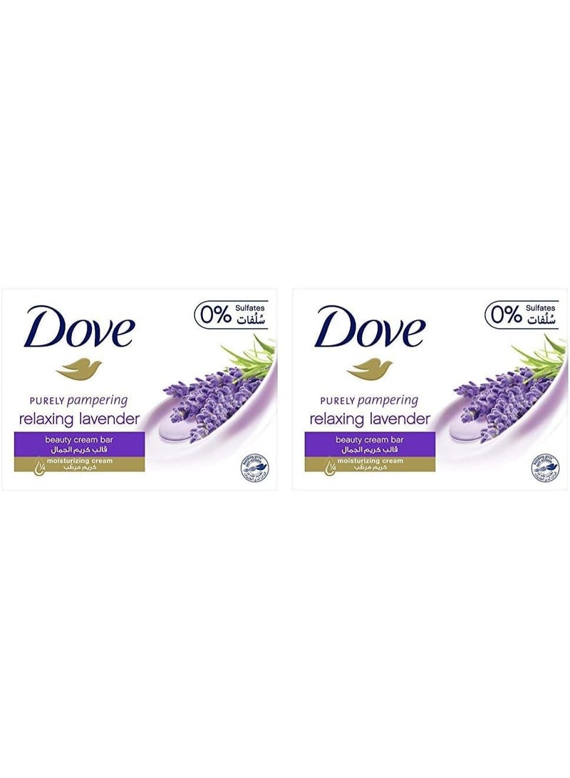 دوف قالب صابون كريم الجمال باللافندر المريح، 160 جرام، عبوة من 2 قطع