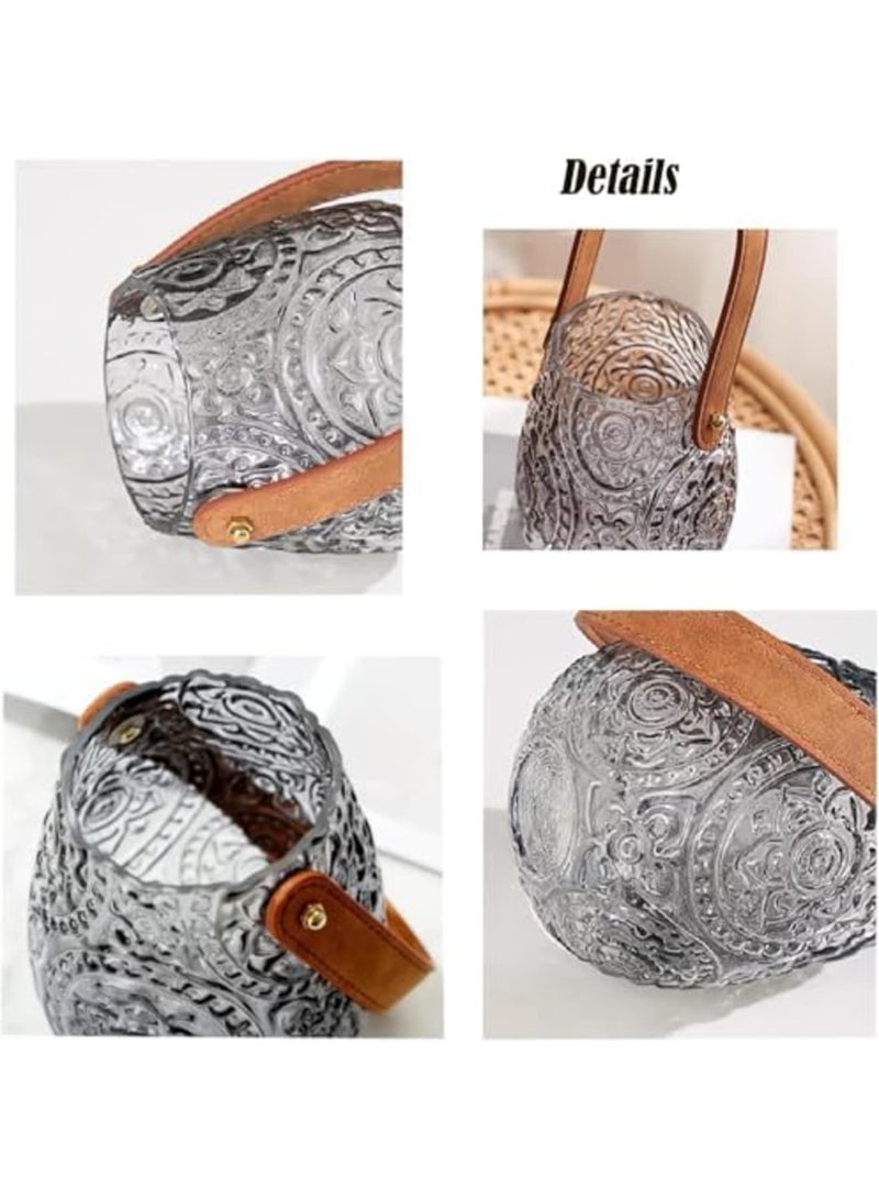 SYOSI Transparent Embossed Glass Vase, Modern Jardiniere Centerpiece for Home Decor, Wedding Table, Living Room, Office, Bedroom, Stylish Floral Decor, Housewarming Gift, Elegant Decorative Piece (Black) - Image 4