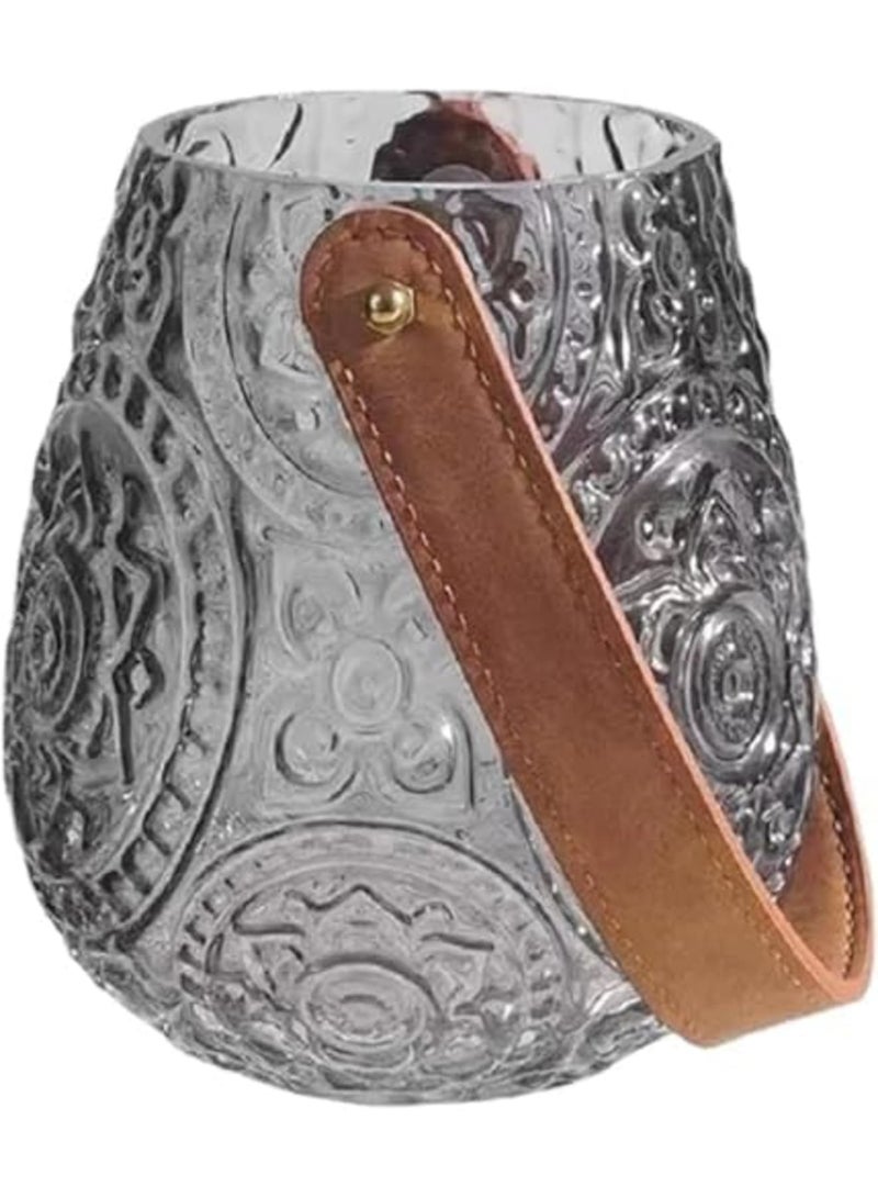 SYOSI Transparent Embossed Glass Vase, Modern Jardiniere Centerpiece for Home Decor, Wedding Table, Living Room, Office, Bedroom, Stylish Floral Decor, Housewarming Gift, Elegant Decorative Piece (Black) - Image 1