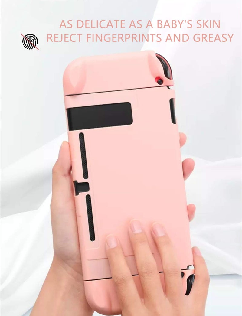 FANPL Pink Case for Nintendo Switch, Hard Shell Cute Protective Case Cover for Switch and Joy Con Controller with 2 Flower Thumb Grips - Comfortable Touch (Sakura Pink) - Image 4