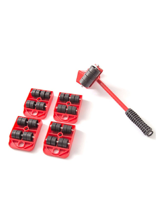5 Piece Heavy Furniture Lifter Tool With Easy Wheel Move Red 34.00 x 9.50 x 9.50cm - Image 2