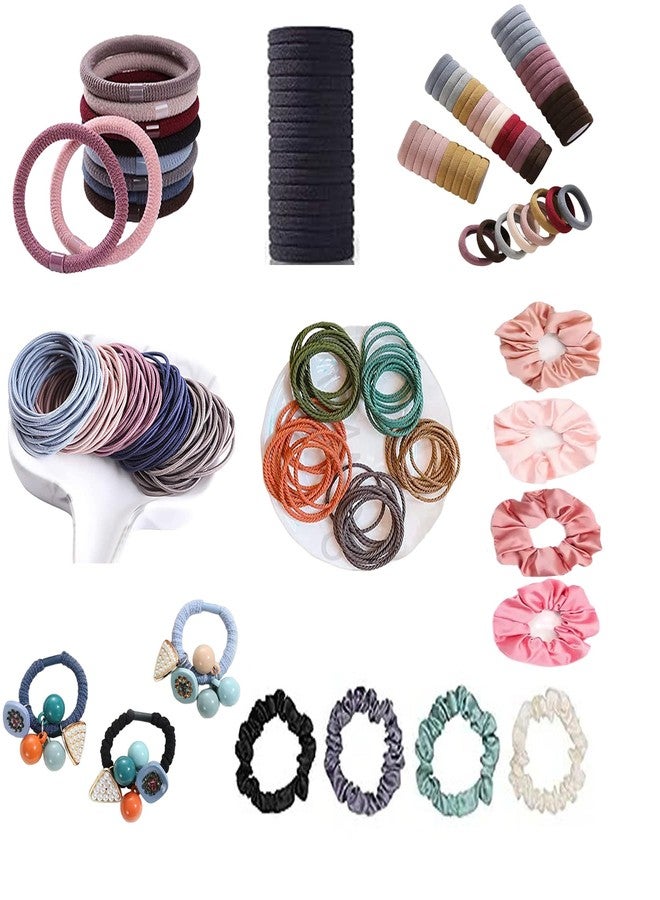 GITGRNTH 101 PCS Essential Hair Accessories for Women/Girls | Combo Pack | Thin Hair Band | Thick Hair Ties | Elastic Rubber Band | Cotton Hair Band | Silk Mulberry Scrunches (101 PCS) - Image 1
