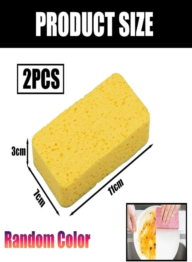 STARFLYER 2 PCS Cleaning Scrub Sponges Washing Up Cleaning Sponges Kitchen Sponges Cellulose Sponges Sponge Colourful Cellulose Natural Dish Sponge Dish Sponge Kitchen Sponges Multicolor. - Image 2