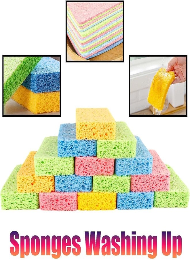 STARFLYER 2 PCS Cleaning Scrub Sponges Washing Up Cleaning Sponges Kitchen Sponges Cellulose Sponges Sponge Colourful Cellulose Natural Dish Sponge Dish Sponge Kitchen Sponges Multicolor. - Image 3