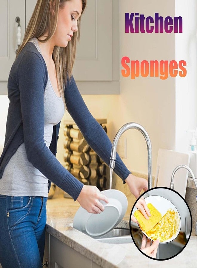 STARFLYER 2 PCS Cleaning Scrub Sponges Washing Up Cleaning Sponges Kitchen Sponges Cellulose Sponges Sponge Colourful Cellulose Natural Dish Sponge Dish Sponge Kitchen Sponges Multicolor. - Image 5
