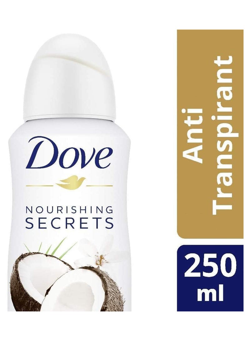 دوف أسرار التغذية زهرة جوز الهند والياسمين مع ¼ كريم مرطب مضاد للتعرق مزيل عرق منعش يدوم طويلاً 250 مل - Image 2