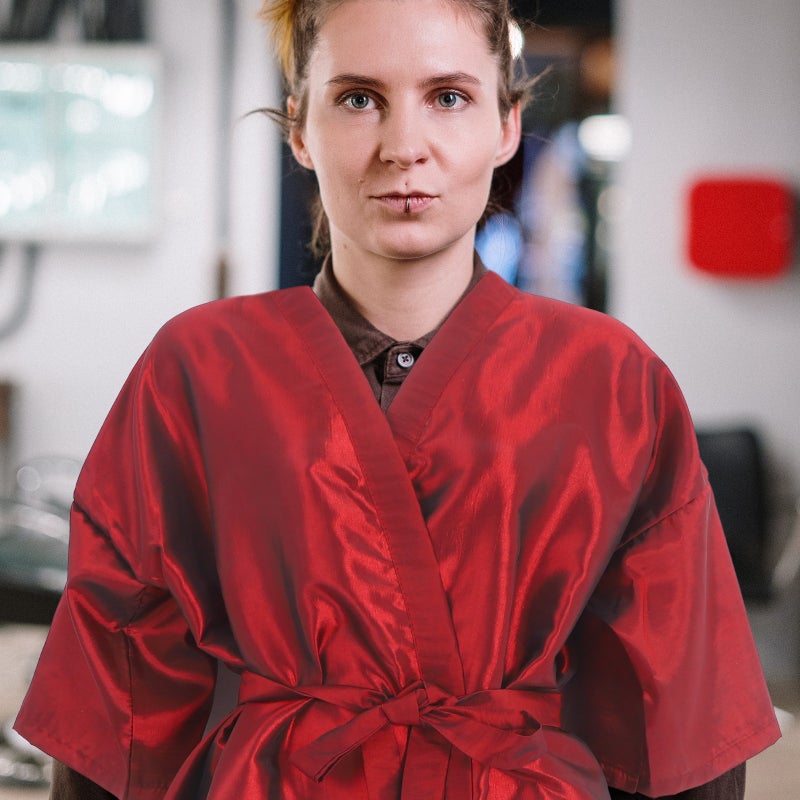Hair Salon Cape Static-free Hair Cutting Smock for Hair Styling Coloring Cutting(Red) - Image 5