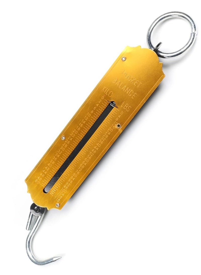 Generic Multi-use Portable Handheld Scale 50KG , Spring Scale, Durable Metal Construction, Easy to Use, Dual Indicator in Kilograms (kg) and Pounds (lbs), Equipped with a top hanging loop and bottom hook for secure loading, Ideal for weighing bags and luggage before travel and for weighing produce and crops  - Image 3