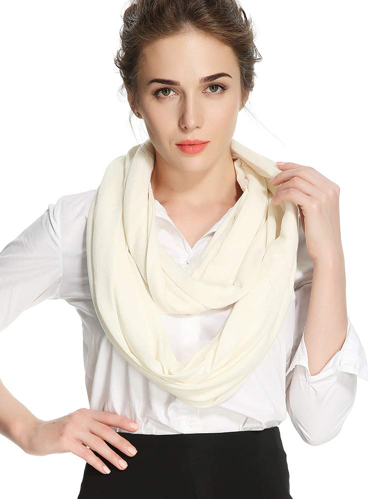 corciova Cosmic Latte Soft Girl Women Infinity Wrap Stretchy Jersey Knit Sleep Head Circle Scarf Continuous Loop Light Weight - Image 4