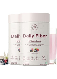 WELLBEING NUTRITION Wellbeing Nutrition Daily Fiber Powder | Weight Management, Sugar Control Management, Bloating, Constipation and Acidity Relief | Organic Prebiotic Digestive Fiber Supplement | Vanilla Berry | 60  - Image 1