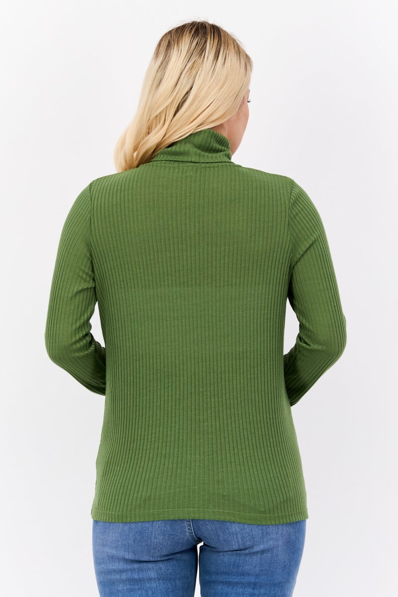 Pepe Jeans بلوزة نسائية برقبة سلحفاة بأكمام طويلة ومطبوعة، خضراء - Image 4