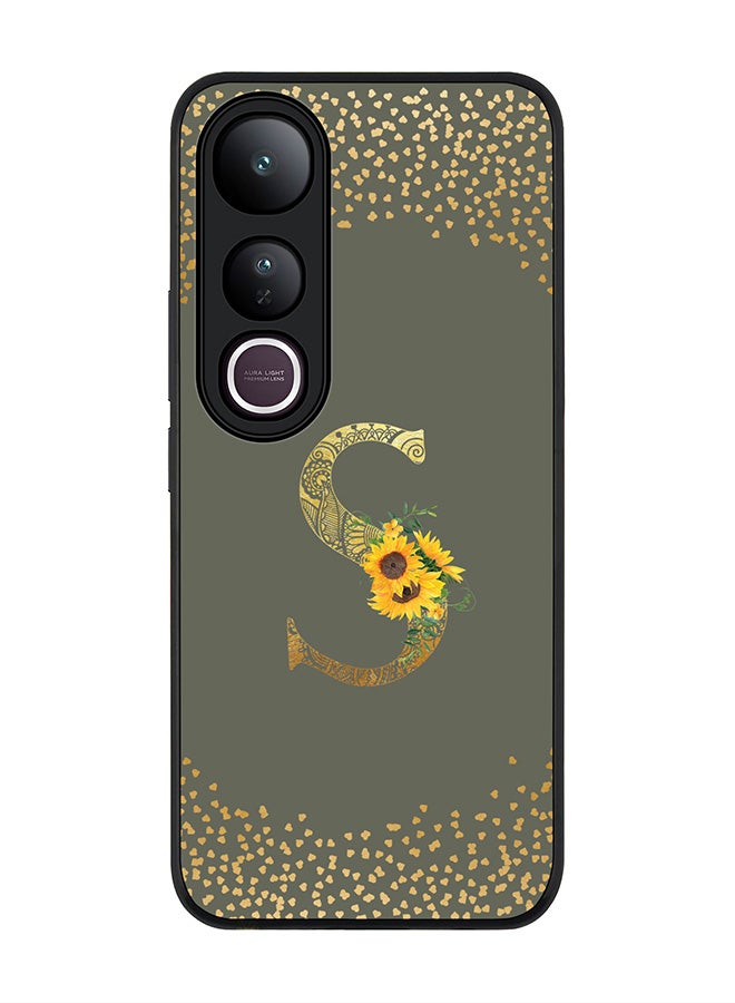 Stylizedd For vivo V50 Lite Case,Slim fit Camera Protection, Shockproof Thin Phone cover  - Custom Floral Monogram - S  (Olive Green )