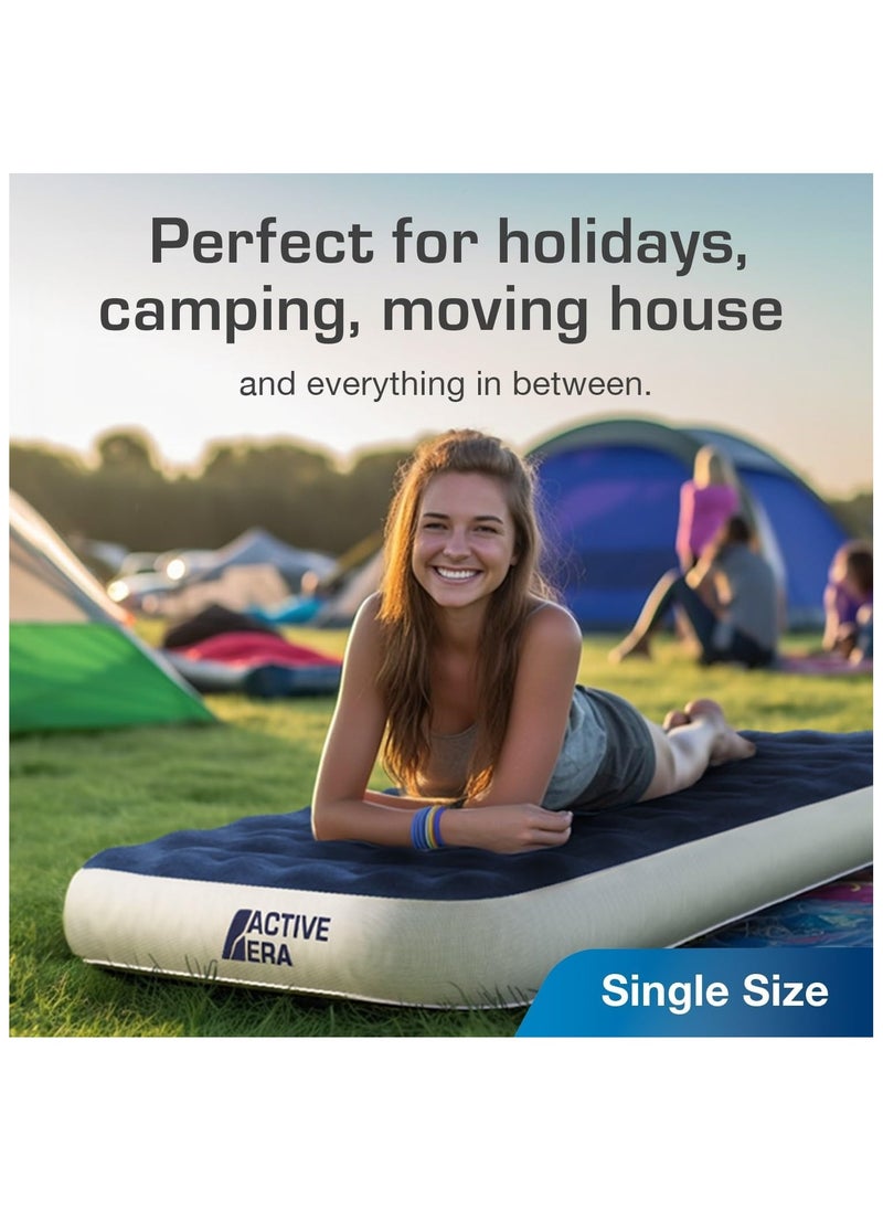 ACTIVE ERA - Active Era Luxury Inflatable Mattress with USB Rechargeable Pump - Single Size Air Mattress with Travel Bag, Portable Air Pump with USB Charging Cable and Foot Pump - Image 1