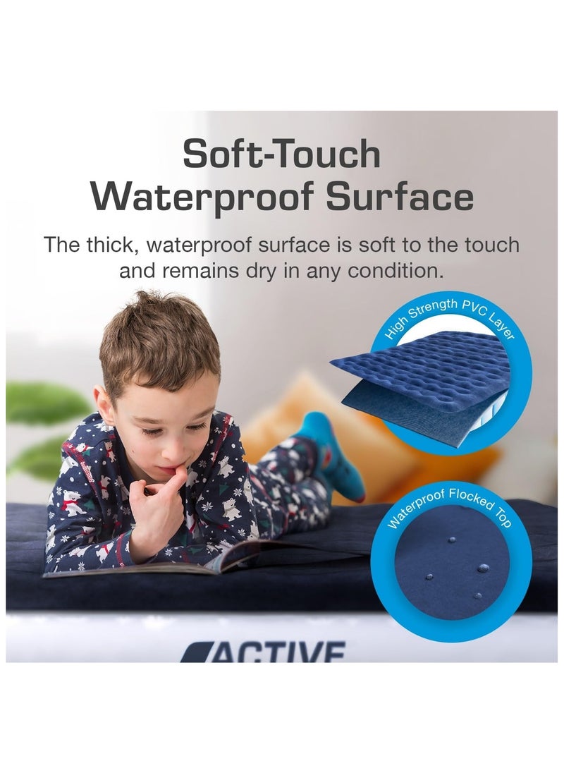ACTIVE ERA - Active Era Luxury Inflatable Mattress with USB Rechargeable Pump - Single Size Air Mattress with Travel Bag, Portable Air Pump with USB Charging Cable and Foot Pump - Image 1