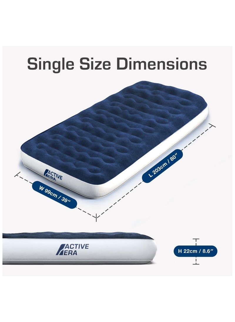 ACTIVE ERA - Active Era Luxury Inflatable Mattress with USB Rechargeable Pump - Single Size Air Mattress with Travel Bag, Portable Air Pump with USB Charging Cable and Foot Pump - Image 1