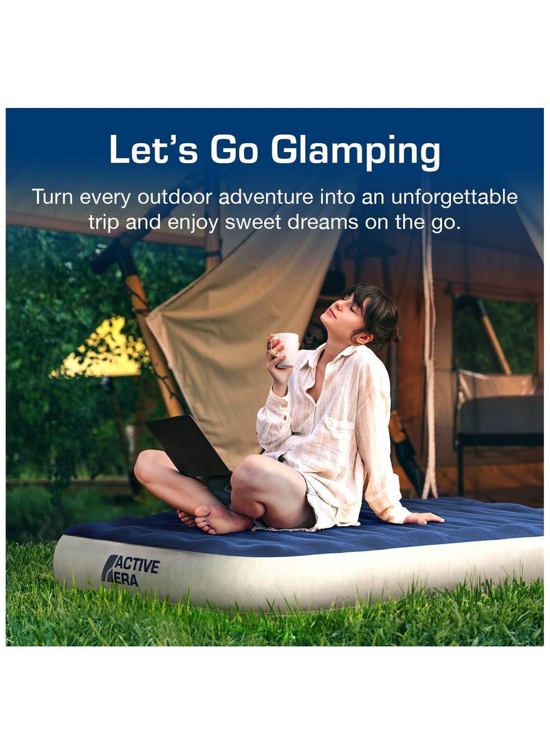 ACTIVE ERA - Active Era Luxury Inflatable Mattress with USB Rechargeable Pump - Single Size Air Mattress with Travel Bag, Portable Air Pump with USB Charging Cable and Foot Pump - Image 1