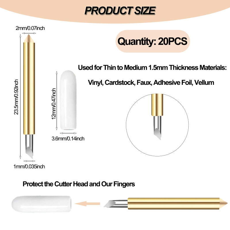 Viemior 20PCS Premium Fine Point Blades Compatible with Cricut Maker 3/4/Maker/Explore 3/4/Explore Air 2/Air/One/Venture, Perfect for Slicing Cuts Glitter Vinyl, Cardstock, Faux, Adhesive Foil, Vellum - Image 4