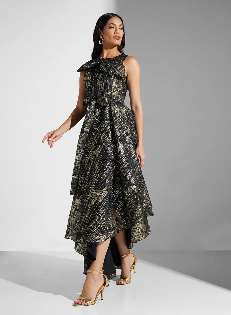 Namshi x Metallic High-Low Dress
