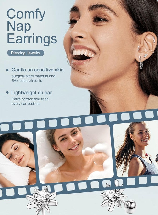 ORAZIO 16 Gauge Cartilage Earrings for Women-Hypoallergenic Surgical Stainless Steel Tragus Earring Threadless Flat Back Earrings Push in Nose Studs Rook Daith Conch Tragus Helix Piercing Jewelry S - Image 3
