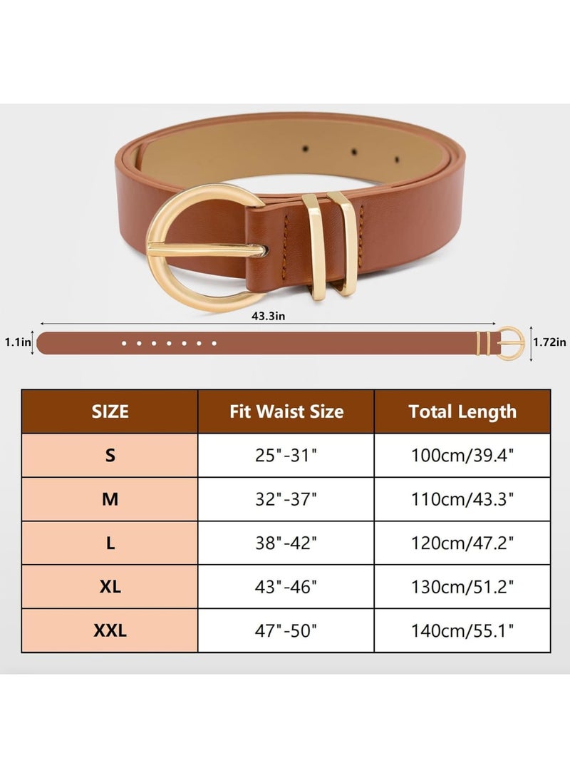 Luckam حزام جلد نسائي 3 عبوات، حزام جينز، حزام خصر للنساء، أحزمة نسائية للجينز والفساتين، حزام خصر معدني عتيق للنساء والفتيات (M) - Image 5