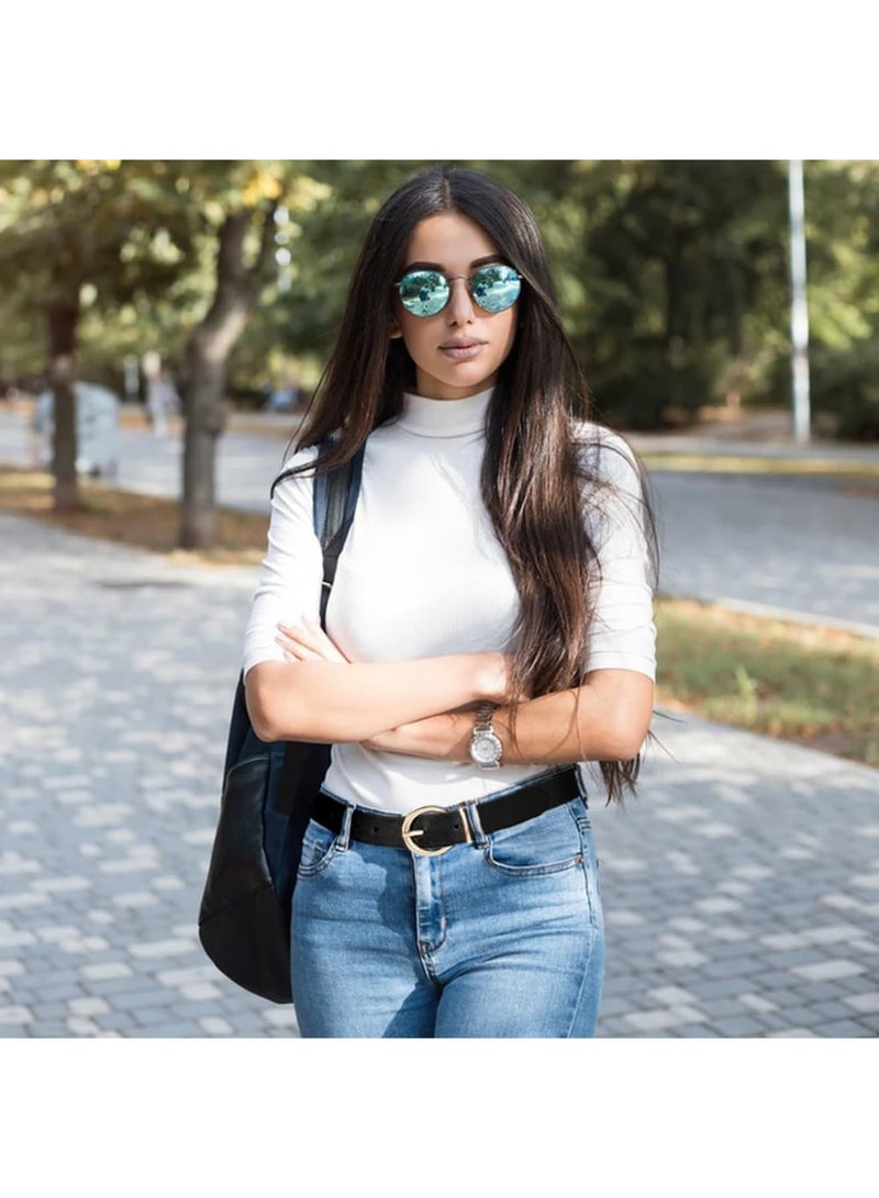 Luckam حزام جلد نسائي 3 عبوات، حزام جينز، حزام خصر للنساء، أحزمة نسائية للجينز والفساتين، حزام خصر معدني عتيق للنساء والفتيات (M) - Image 4