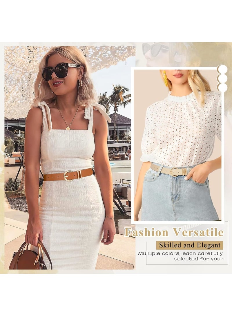 Luckam حزام جلد نسائي 3 عبوات، حزام جينز، حزام خصر للنساء، أحزمة نسائية للجينز والفساتين، حزام خصر معدني عتيق للنساء والفتيات (M) - Image 3