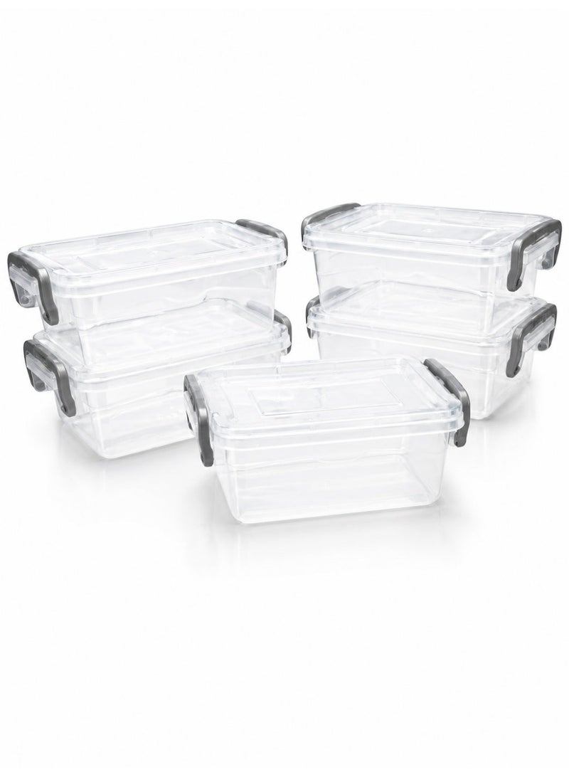 favilla 5-piece set of transparent 600ml microwaveable plastic food containers - Code 674 - Image 1