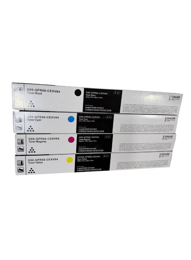 Terabyte CEXV64 4-Color set Compatible Toner Cartridge for IR Advance DX C 3900 Series, 3922i, 3926i, 3930i, 3935i - Image 1