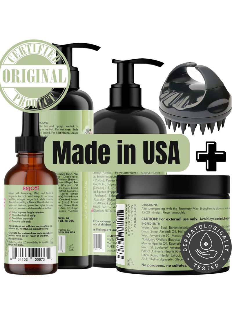 MIELLE Organics Rosemary Mint Strengthening Complete Set 6 - Shampoo, Conditioner, Hair Mask, Hair Edge Gel, Rosemary Hair Oil, And Scrubber - For Hair Growth - Infused With Biotin, Strengthens Weak Hair 1166ml - Image 2