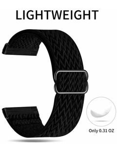 KASTWAVE Elastic Strap Compatible with Fitbit Versa 3/ Fitbit Sense Strap,Adjustable Nylon Sports Straps for Women Men,Breathable Replacement Wristband,Black  - Image 5