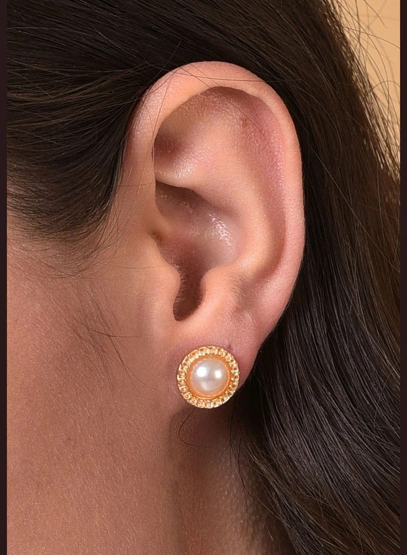 SOHI Pack of 18 Gold Plated Pearls Hoop Earring