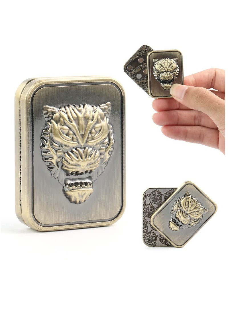 كابتن تيك Magnetic Metal Fidget Slider Stress Relief Toy for Men EDC Office Desk Gifts for Boyfriend and Father Brass Tiger - Image 1