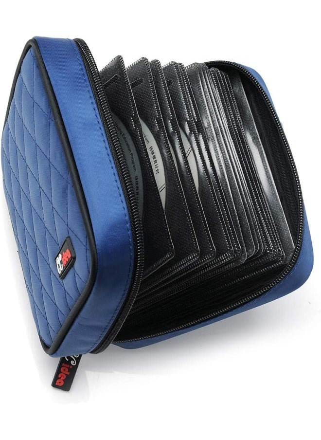 CCidea - Ccidea 40 Capacity Cd/Dvd Case Holder Portable Disc Wallet Storage Binder Nylon Cd Bag (Blue) - Image 1