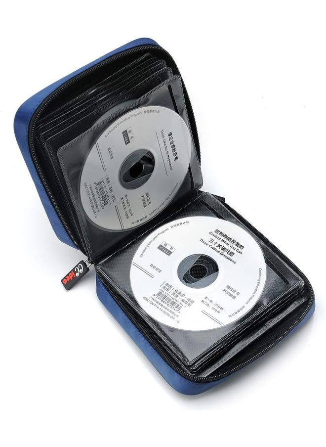 CCidea - Ccidea 40 Capacity Cd/Dvd Case Holder Portable Disc Wallet Storage Binder Nylon Cd Bag (Blue) - Image 1