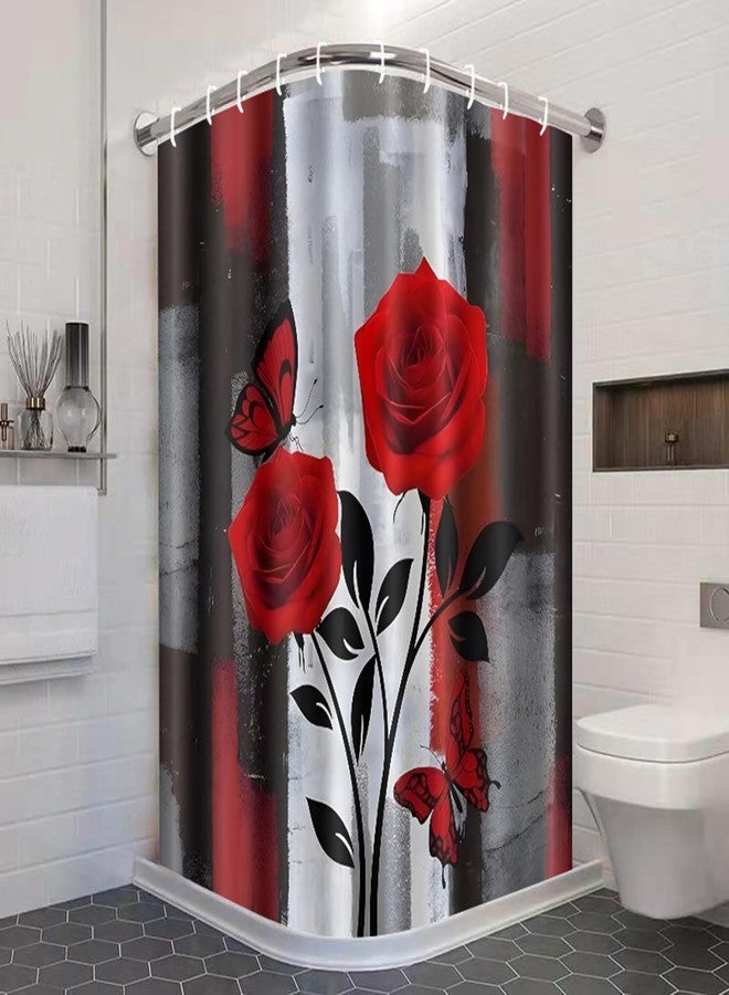 ZCHOMI Red Rose Shower Curtain Black and Red Rose Floral Shower Curtains for Bathroom Waterproof Polyester Fabric Bathroom Curtain 72 x 72 Inch with 12 Plastic Hooks - Image 3