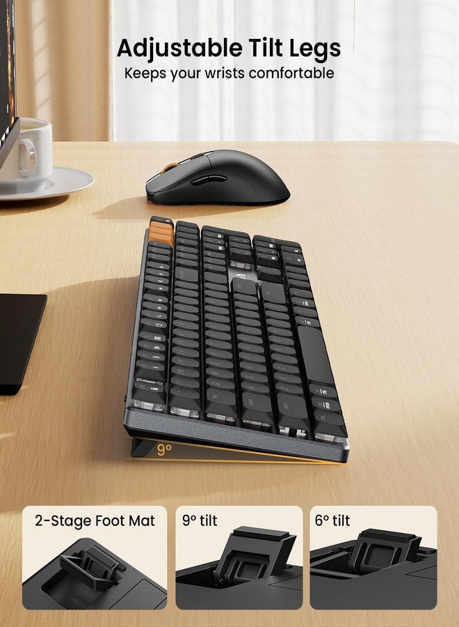 ProtoArc Mechanical Keyboard and Mouse, Wireless Rechargeable Aluminum Keyboard Mouse, 2.4G+Dual Bluetooth, Low Profile Keys, Red Switches, Multi-Device, for Windows/Mac - Image 4