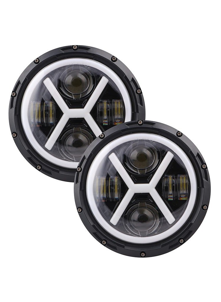 MR.SMART Mr Smart 7-Inch LED Headlights, X-Design DRL, Compatible with Jeep Wrangler, Set of 2, Black  - Image 1
