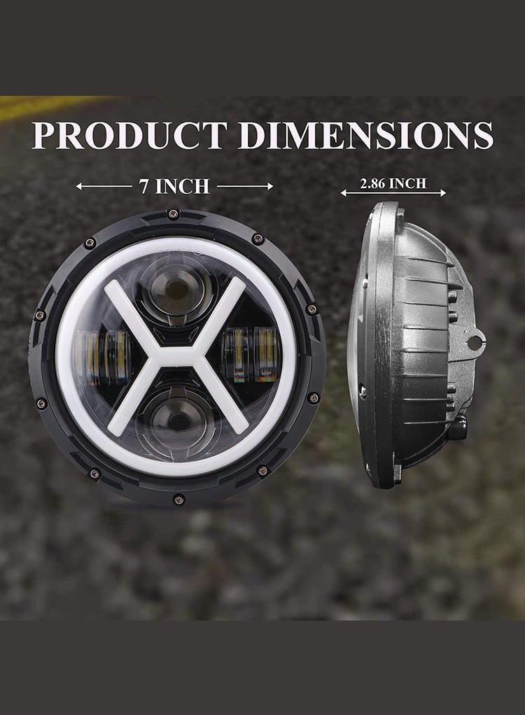 MR.SMART Mr Smart 7-Inch LED Headlights, X-Design DRL, Compatible with Jeep Wrangler, Set of 2, Black  - Image 2