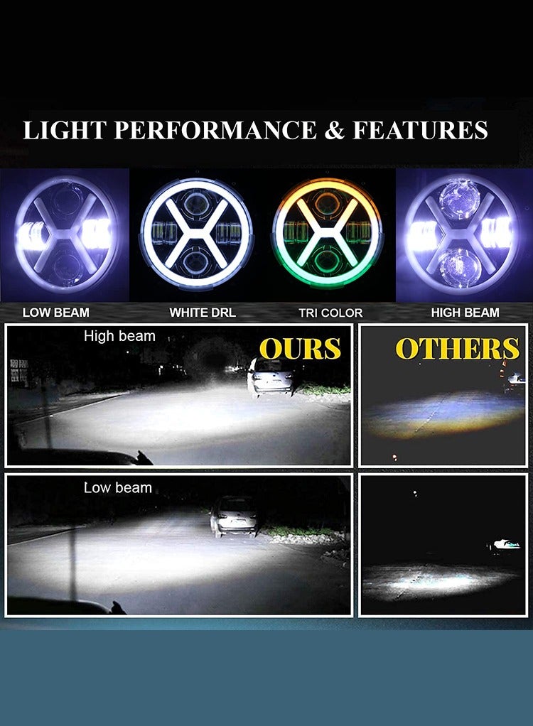 MR.SMART Mr Smart 7-Inch LED Headlights, X-Design DRL, Compatible with Jeep Wrangler, Set of 2, Black  - Image 3