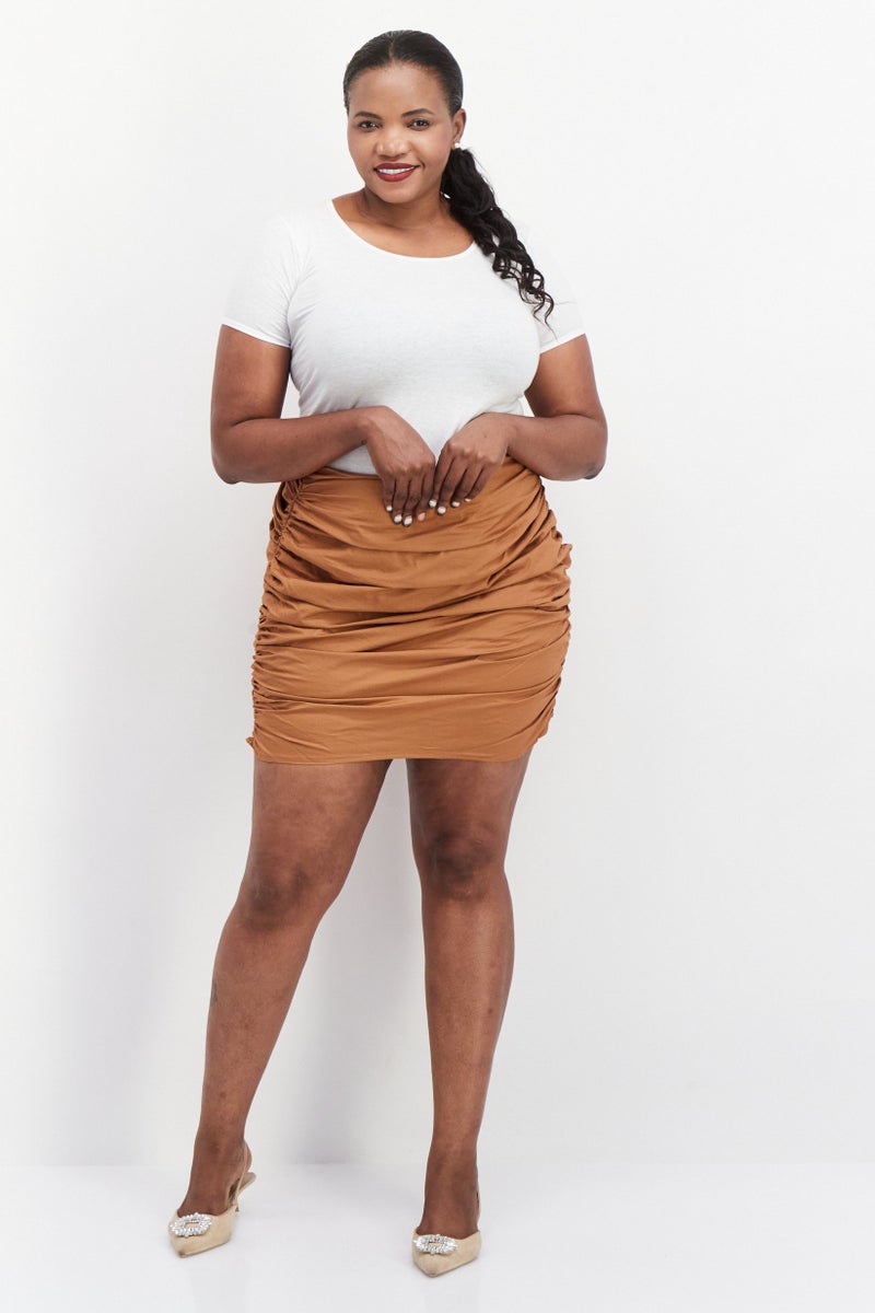 PUBLIC DESIRE Women Plain Mini Skirts, Brown - Image 4