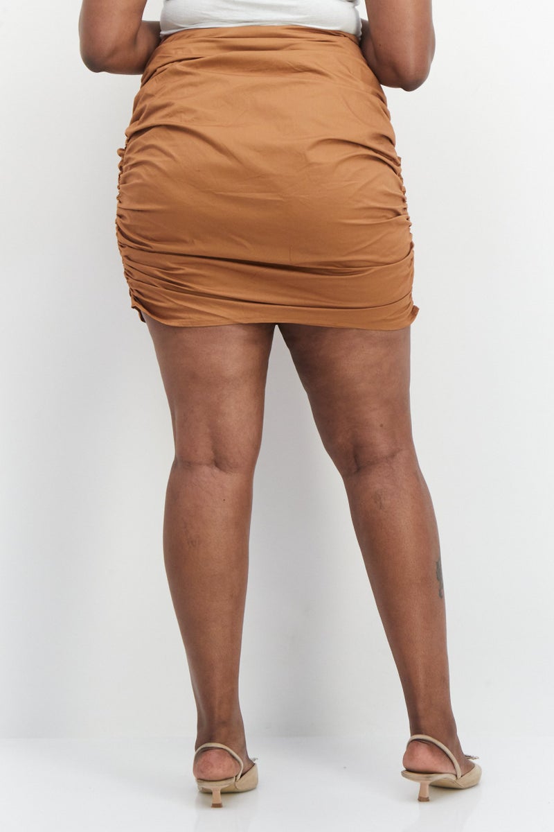 PUBLIC DESIRE Women Plain Mini Skirts, Brown - Image 3
